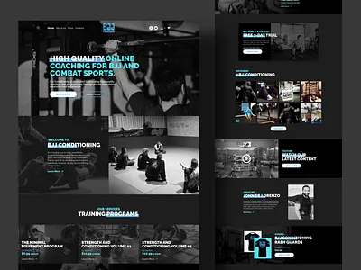 BJJ Conditioning Fitness Training for Athletes and Gyms black and white blue brand identity branding dark mode fitness gym gym web landing page design minimal web design modern design training ui ui design ux web design workout