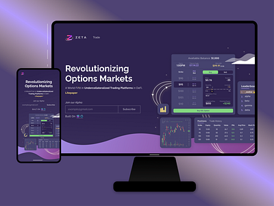 Zeta | Futuristic Derivatives Crypto Landing Page landing page ui ux web interface web ui website website design