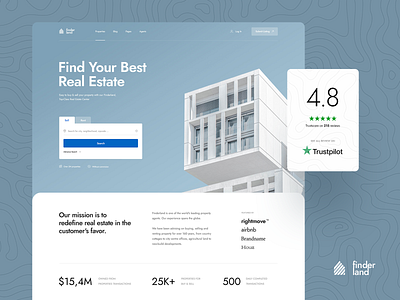 Finderland - Real Estate Website agency directory envato housing listing properties property real estate ui design website wordpress wordpress theme