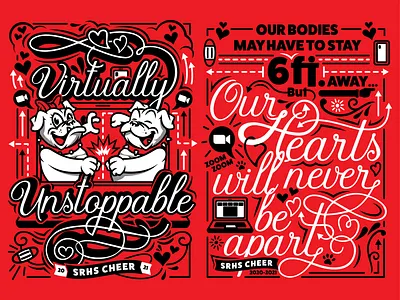 SRHS Cheer "Virtually Unstoppable" Team Tees apparel apparel design bulldog bulldogs design face mask illustration illustrator mascot quarantine vector