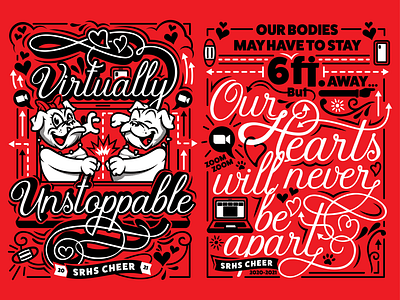 SRHS Cheer "Virtually Unstoppable" Team Tees apparel apparel design bulldog bulldogs design face mask illustration illustrator mascot quarantine vector