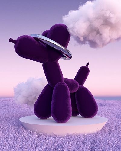 Plush ballon c4d cgi dog funk illustration mixed octane