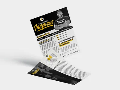 Coach Lain Inspires™ One Sheet design flyer graphic design layout motivational speaker one sheet speaker speaking us letter