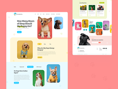 SitStayRunPlay - Puppy website 🐕 blog button color colorful dog gallery hero home homescreen landing page logo page post puppy screen section social ui web website