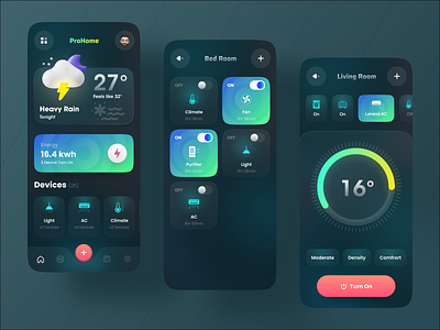 Smart Home App app design app ui dark app dark ui design home house imran minimal mobile app design orizon smart smart home smart home app smarthome ui ui design uiux user experience