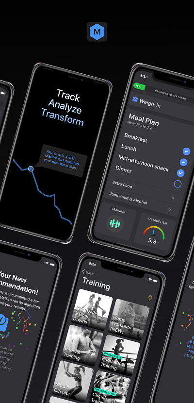 MetPro Basic App app design fitness ui ux