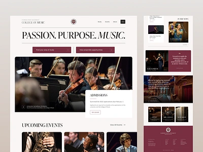 FSU College of Music education florida hero homepage interface music ui university web website