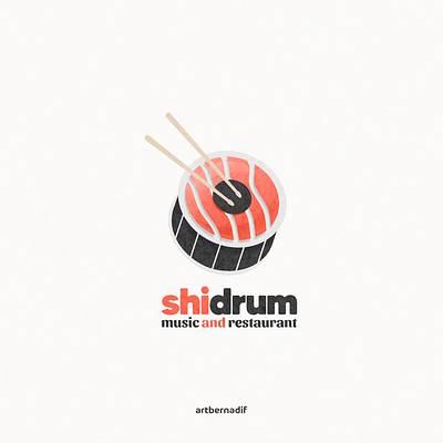 ushi and drum logo combination animation branding design drum flat food illustration logo typography ui ux vector