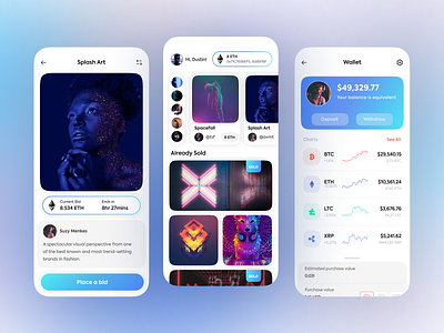 NFT Mobile App Design app design app interaction art crypto crypto design cryptocurrency design mobile application nft nft mobile app design ui ui design ux design