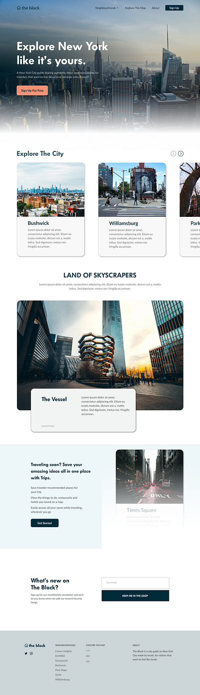 The Block Homepage Web Design ui web design