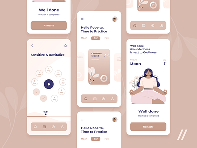 Yoga App app breath design fitness health illustration mindfulness mobile mvp online purrweb relax relaxation startup ui ux wellness yoga yoga app yoga practice