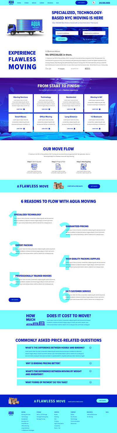 Aqua Moving Landing Page graphic design illustration landing page ui web design