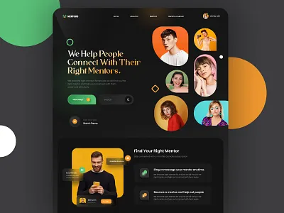 Mentors Landing Page app design course courses defi edtech education glass hero landing landing page masterclass mentor mentors qclay ux web design web trend web ui