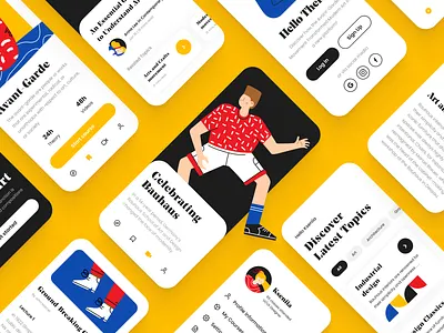 Bauhaus Mobile App app bauhaus bauhaus 100 concept design education app illustration mobile app mobile app design mobile layout mobile ui ui design ui ux user interface ux design