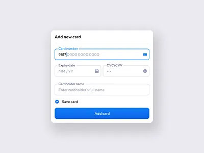 Add new card button credit card design form inputs interface minimal payment product design ui user interface ux web design