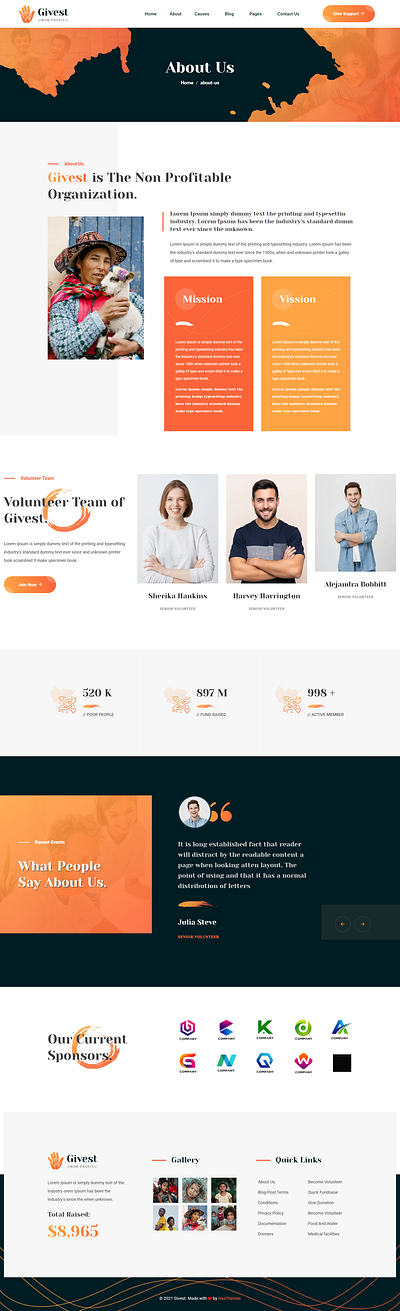 Givest - Non Profit Gatsby Template fundraising react web template