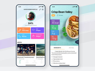 Nutrition Recipe App 2d abstract app branding clean creative design elegant food iphone lifestyle mobileapplication nutrition recipe ui userexperience ux