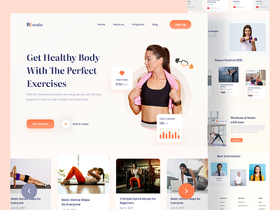 Fitness landing page bodybuilding design fitness fitness club fitness website fitnessmodel homepage landing page lifestyle online learning personal training personaltrainer sylgraph ui ui design ux web website website design workout