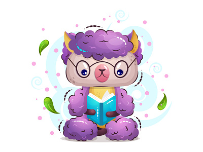 Alpaca reading child illustration adobe illustrator alpaca animal character illustration kids kids illustration read vector