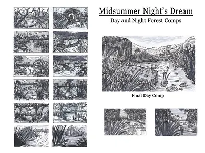 Illustration of a lake for Midsummer Night's Dream illustration painting