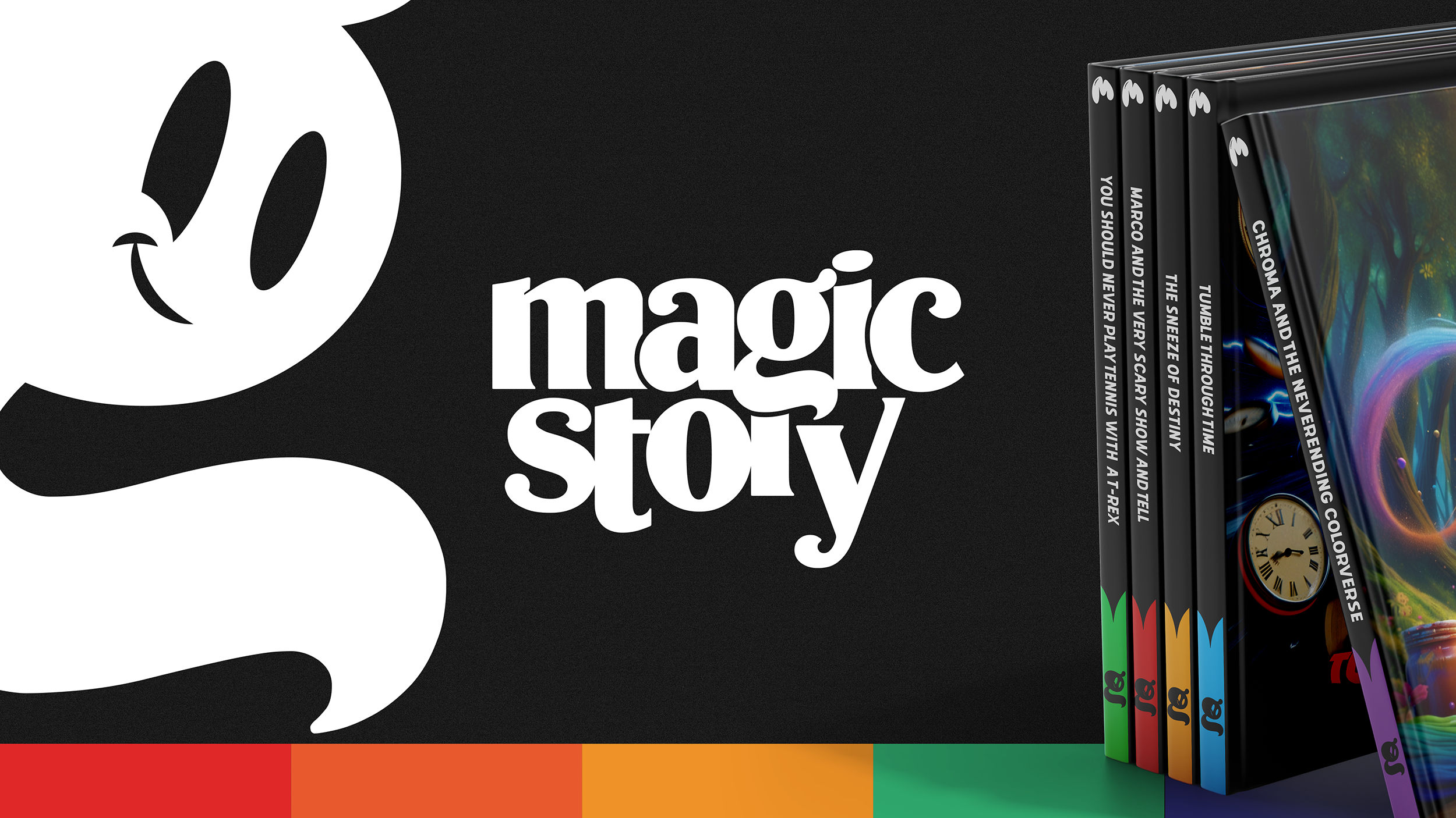 Magic Story books branding childrens ghost identity illustration logo rainbow