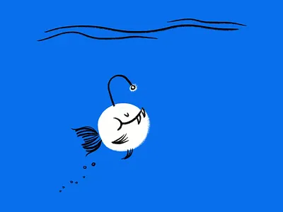 Just keep swimming ☀️🐟 angler fish anglerfish design doodle fish funny illo illustration lol sketch swimming