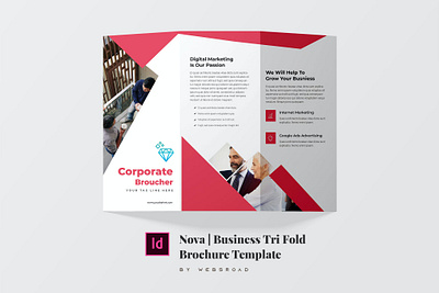 Nova | business tri fold brochure template By Websroad advertising brochure business consultancy corporate creative fashion flyer illustration isolated logo magazine marketing modern multipurpose template trifold