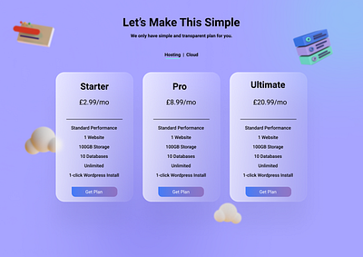 WEB HOSTING PLAN PAGE app design figma graphic design mobile ui ux