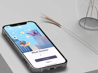 Startup screen get started landing page login microanimation mobile sign in startup