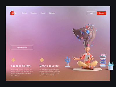 Educational platform design 2d 3d animation anna fesenko app courses design design app education gotoinc gradient illustration mesh gradient ui ux web design