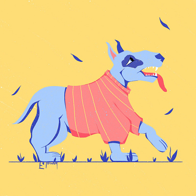 Dog animal art autumn blue branding character colours design digital dog graphic design grathic illustration illustration pink procreate product product design typography yellow