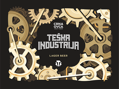 Teska Industrija label beer label branding brewery cog cogs craft beer design font graphic design hammer icon illustration industrymmoving parts label lager beer mark symbol typo typografy vector