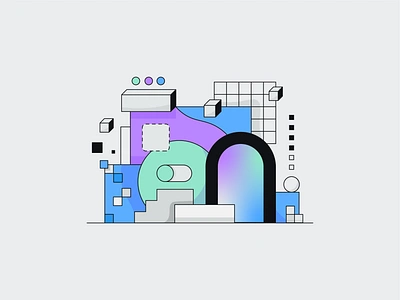 Prototype 3d abstract app block blocks branding button development grid icon illustration line minimal prototype stair tech technology ui web wireframe