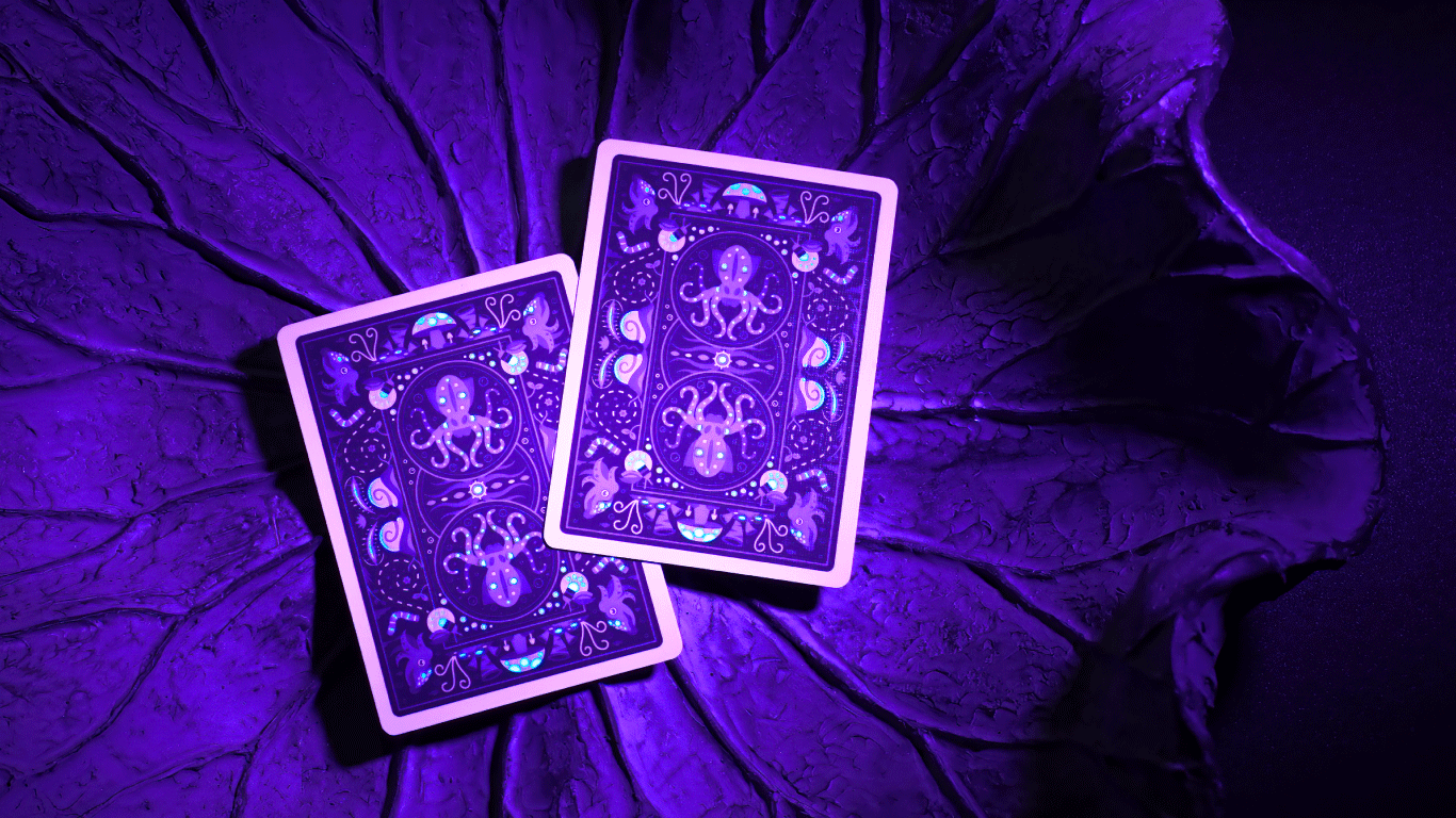 A Light in the Dark animal beautiful biology bioluminescent cartoon colorful detail illustration illustrator map ocean octopus playingcard product purple science simple underwater vector whimsical