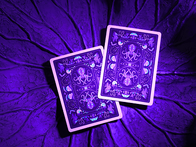 A Light in the Dark animal beautiful biology bioluminescent cartoon colorful detail illustration illustrator map ocean octopus playingcard product purple science simple underwater vector whimsical