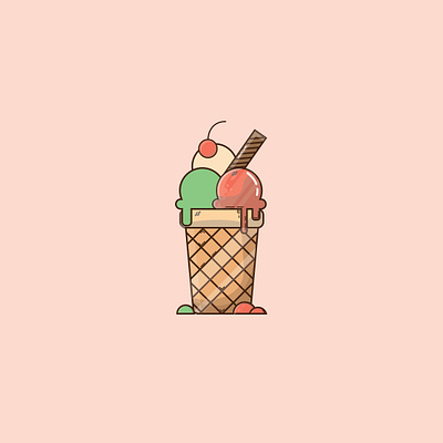 ice cream animasi character design face flat flat design illustration indonesia logo ui