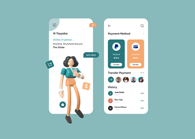 Mobile app for Online Payments Ui Design 3d app bank banking bankui clean figma minimal mobile onlinepayment typography ui uiux ux versatile