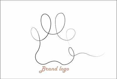 Dog paw one line art