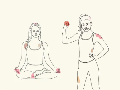 Fitness girls one line art Yoga girls one line art
