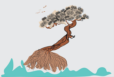 Pinus mugo one line art