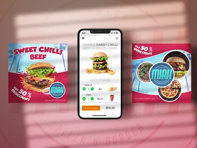 Miah - Florida Pizza & Burger App/Post Design branding design graphic design ui ux