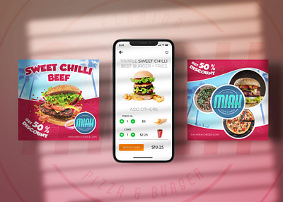 Miah - Florida Pizza & Burger App/Post Design branding design graphic design ui ux
