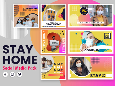 Stay Home Abstract Style Social Media Template