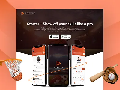 Starter App Landing Page business clean ui colorful design product design sports typography ui ux