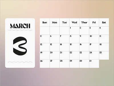 2023 Calendar: March Dates // CHELCHA adobe illustrator calendar calendar design design digital art gradient graphic design illustration illustrator line work poster poster design typography vector vector art