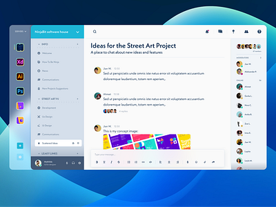 chat app concept adobe xd blue blur chat app concept design discord glassmorphism redesign ui ux web app xd