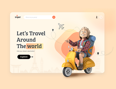 Travel Landing Page booking ui landingpage ui webdesign weblayout