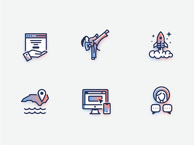 N2DIGITAL Branded Icons branded icons branding coastal design graphic design icon iconography icons illustration imac iphone karate logo north carolina rocket testimonial vector web hosting