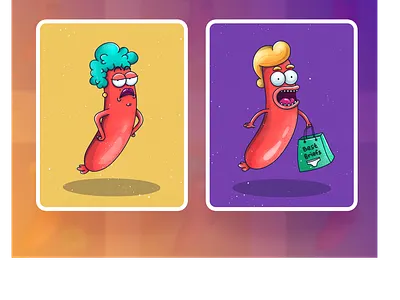 NFT Funny Sausages art cartoon character emotions funny graphic illustration nft procreate