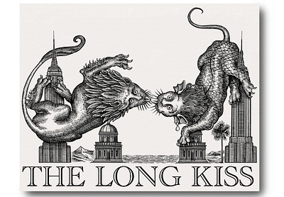 The Long Kiss artwork design engraving etching illustration line line art logo scratchboard steven noble woodcut